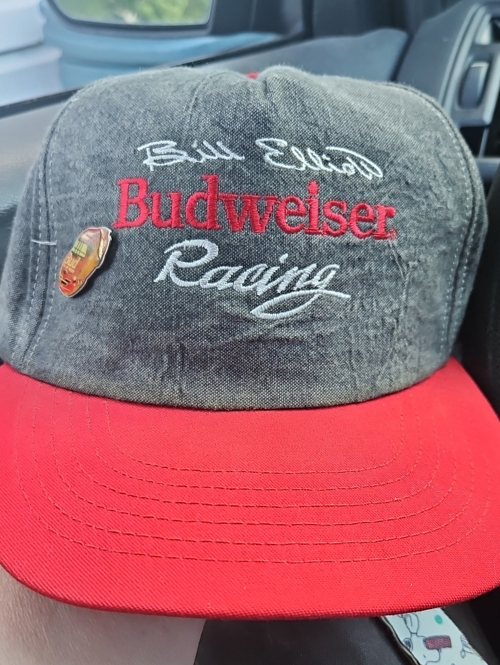 Vintage Budweiser Racing  Bill Elliot Two-Tone Red and Gray Racing  Hat